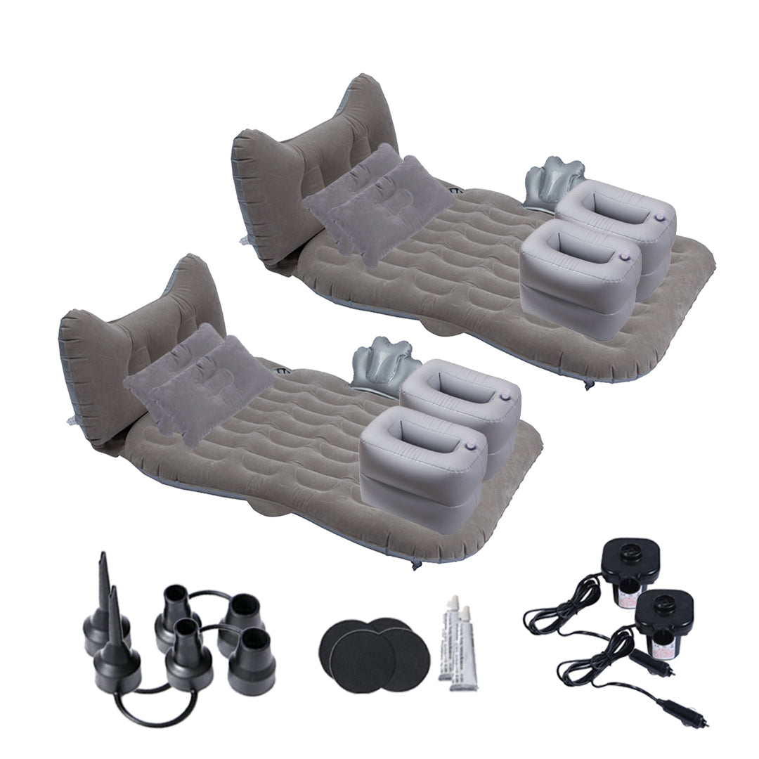 SOGA 2X Grey Honeycomb Inflatable Car Mattress Portable Camping Air Bed Travel Sleeping Kit Essentials LUZ-CarMat011X2