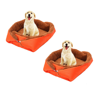 SOGA 2X Orange Dual-purpose Cushion Nest Cat Dog Bed Warm Plush Kennel Mat Pet Home Travel Essentials LUZ-CarPetBag02X2