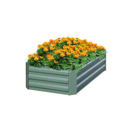 SOGA 120X60cm Rectangle Galvanised Raised Garden Bed Vegetable Herb Flower Outdoor Planter Box LUZ-MetalBGre513