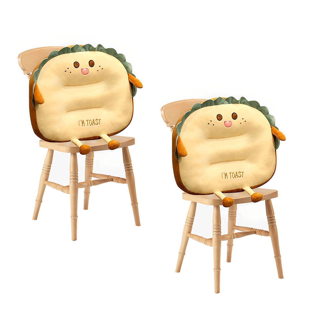 SOGA 2X Cute Face Toast Bread Cushion Stuffed Car Seat Plush Cartoon Back Support Pillow Home Decor LUZ-SCushion042X2