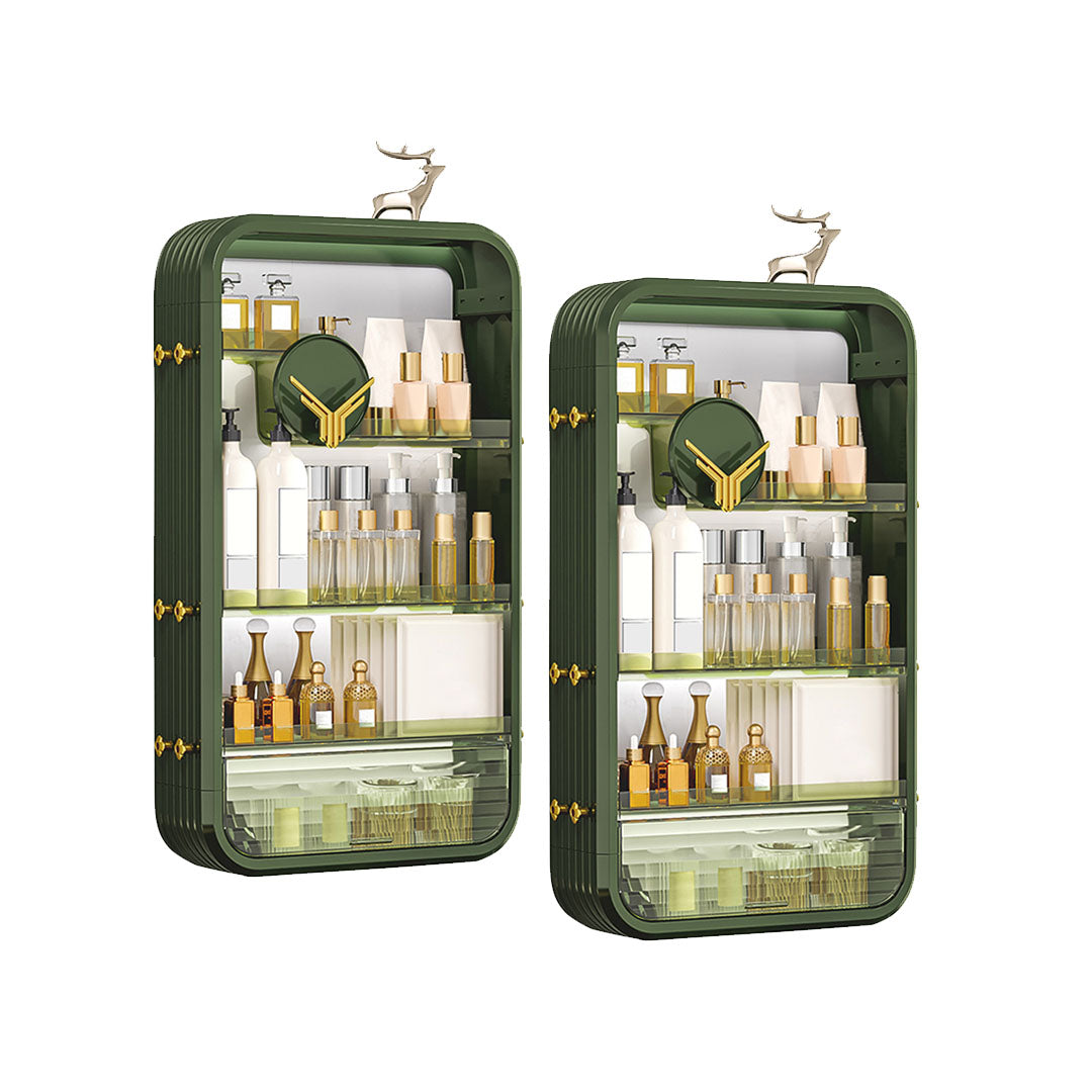 SOGA 2X Green Multi Tier Cosmetic Storage Rack Bathroom Vanity Tray Display Stand Organiser LUZ-BathC130X2