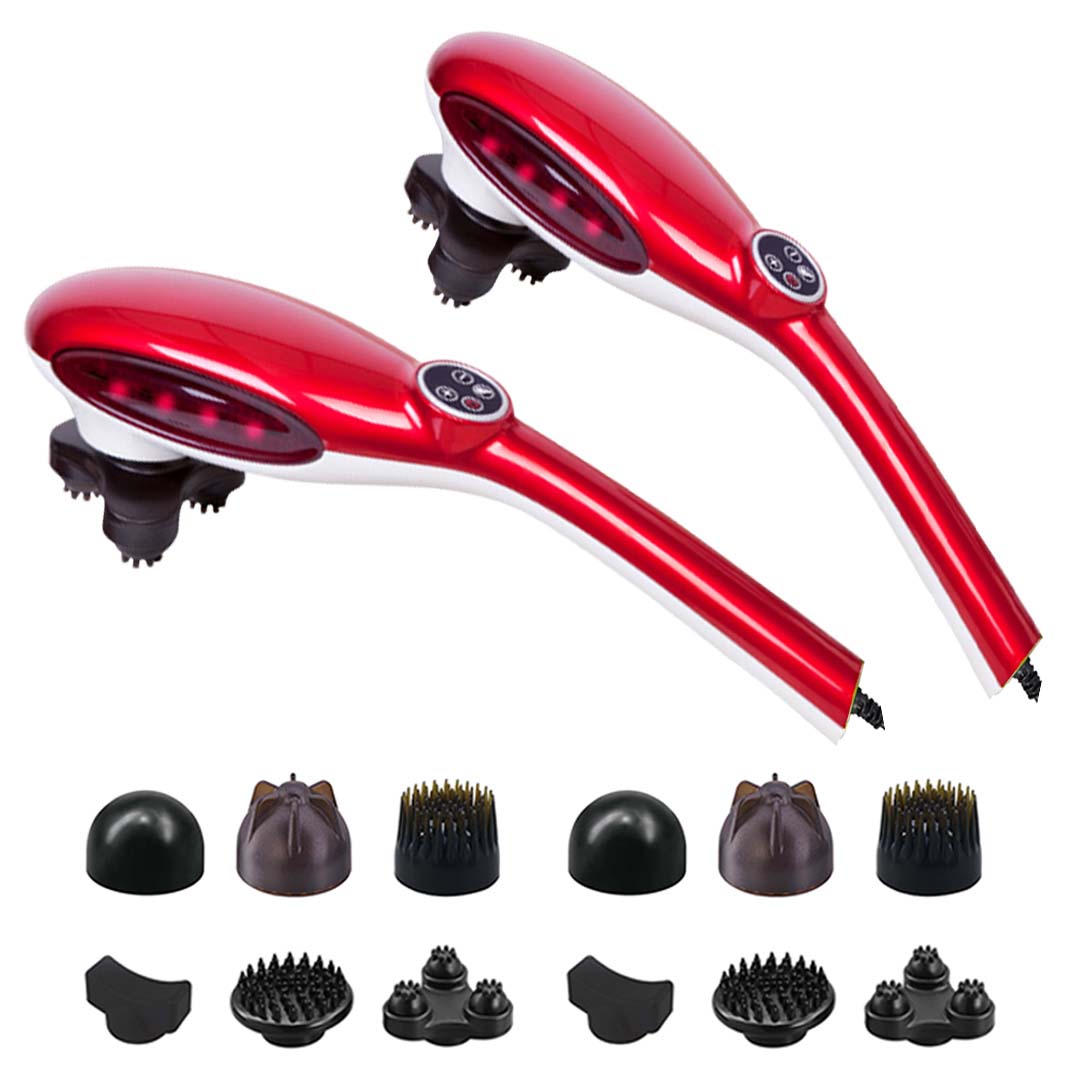 SOGA 2X 6 Heads Portable Handheld Massager Soothing Stimulate Blood Flow Shoulder Red LUZ-Massager833ARedX2