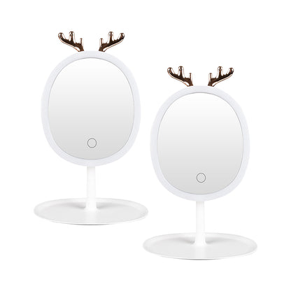 SOGA 2X White Antler LED Light Makeup Mirror Tabletop Vanity Home Decor LUZ-BathG533X2