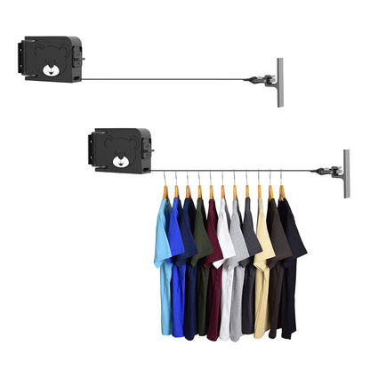 SOGA 2X 160mm Wall-Mounted Clothes Line Dry Rack Retractable Space-Saving Foldable Hanger Black LUZ-BSLY06X2