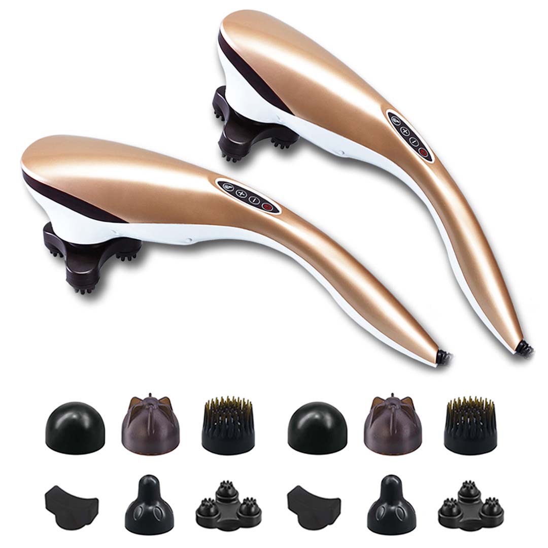 SOGA 2X 6 Heads Portable Handheld Massager Soothing Stimulate Blood Flow Shoulder Gold LUZ-Massager837AGoldX2