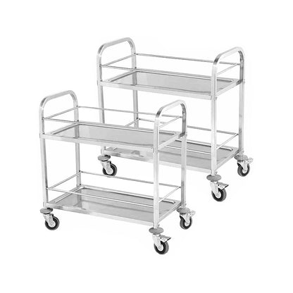 SOGA 2X 2 Tier 95x50x95cm Stainless Steel Drink Wine Food Utility Cart Large LUZ-FoodCart1204X2