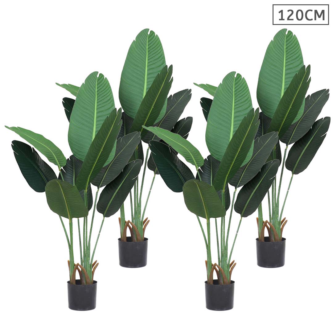 SOGA 4X 120cm Artificial Green Indoor Traveler Banana Fake Decoration Tree Flower Pot Plant LUZ-APlantFHM1208X4