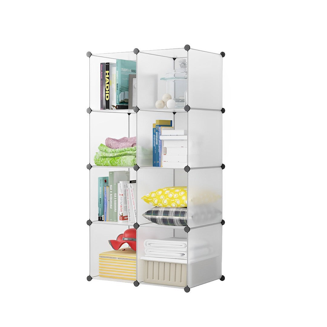 SOGA 8-Cube Transparent Shelf Box Portable Cubby DIY Storage Shelves Modular Closet Organiser LUZ-ShelfBox02