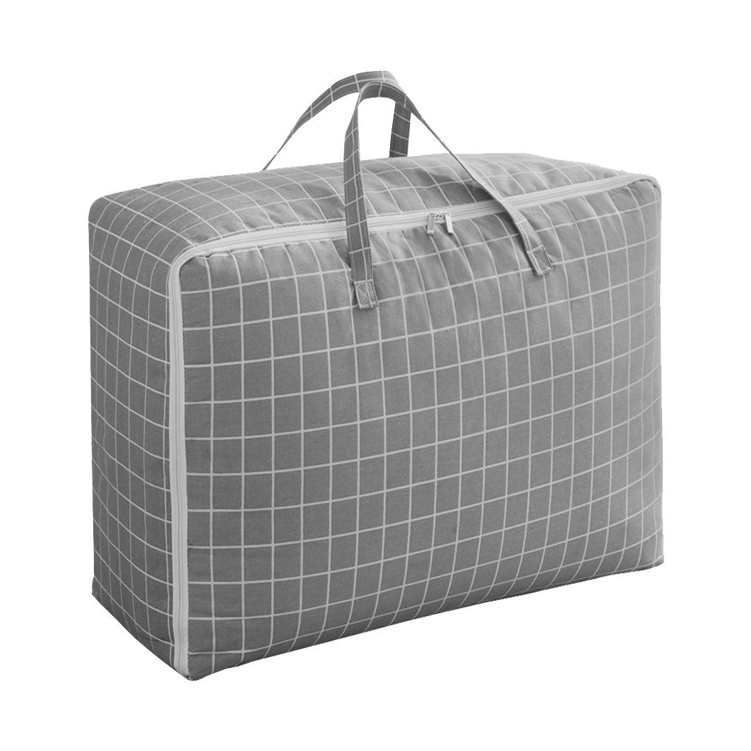 SOGA Grey Plaid  Super Large Storage Luggage Bag Double Zipper Foldable Travel Organiser Essentials LUZ-SBox203