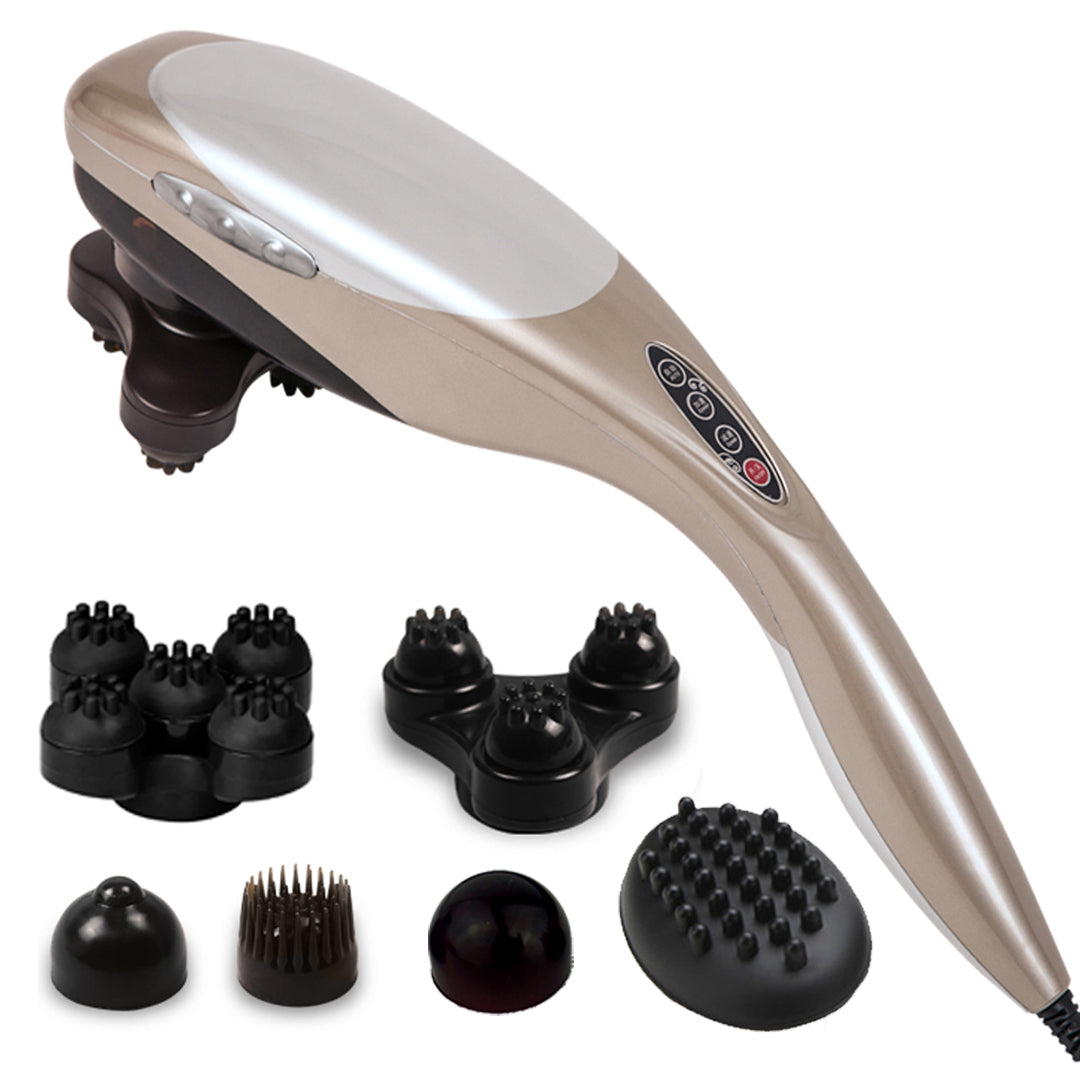 SOGA Hand Held Full Body Massager with 6 attachments Back Pain Therapy LUZ-Massager806C1Grey