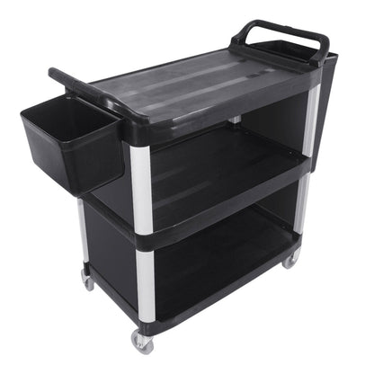 SOGA 3 Tier Covered Food Trolley Food Waste Cart Storage Mechanic Kitchen with Bins LUZ-FoodCart1515WithBins
