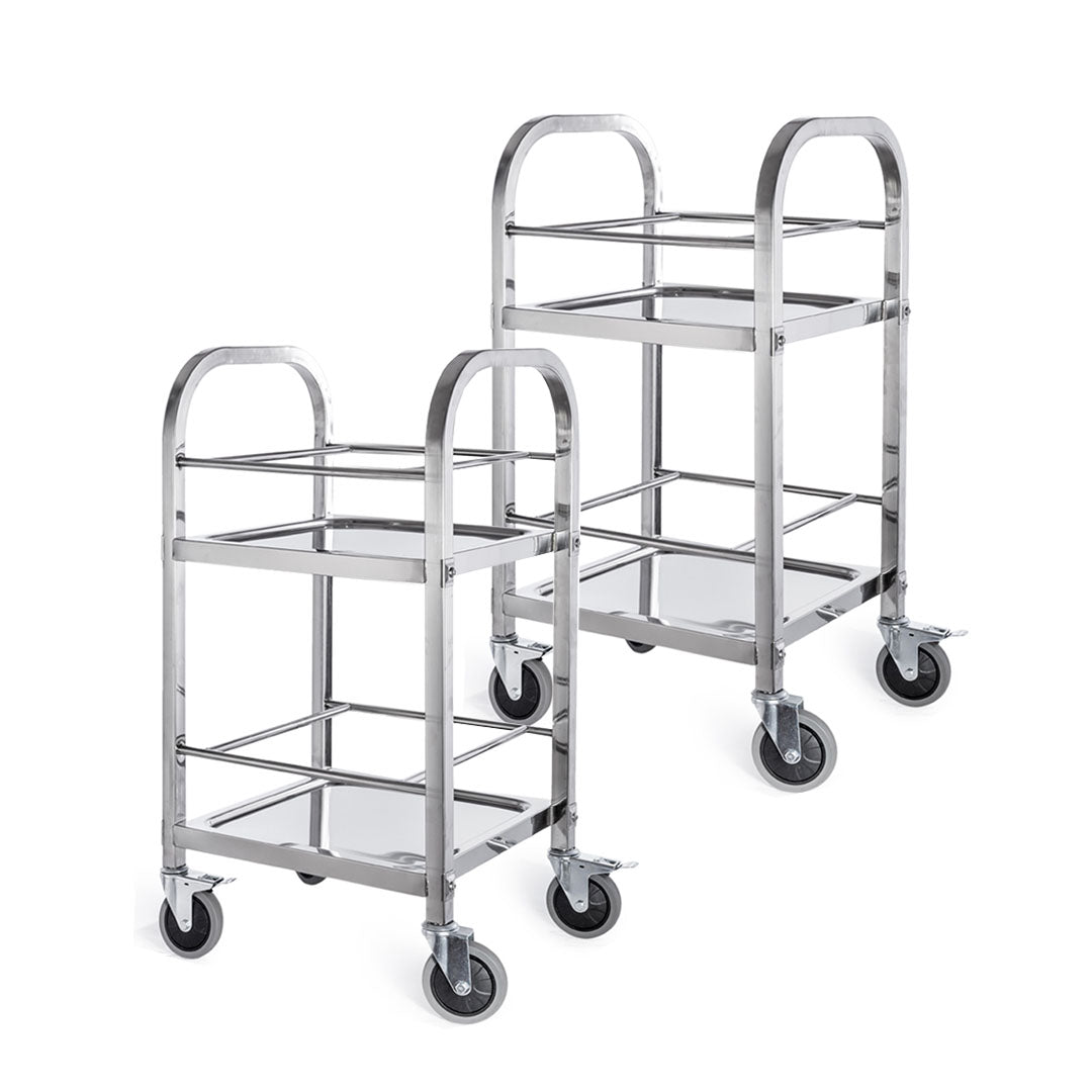 SOGA 2X 2 Tier 500x500x950 Stainless Steel Square Tube Drink Wine Food Utility Cart LUZ-FoodCart1215X2