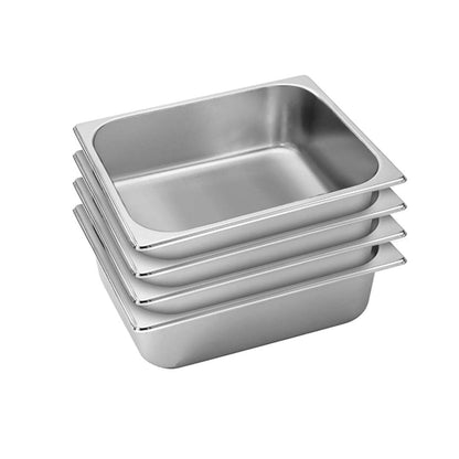 SOGA 4X Gastronorm GN Pan Full Size 1/2 GN Pan 10cm Deep Stainless Steel Tray LUZ-GastronormPans5410X4