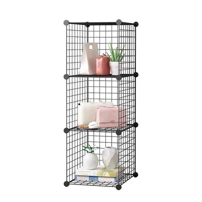 SOGA Black Portable 3 Tier Cube Storage Organiser Foldable DIY Modular Grid Space Saving Shelf LUZ-NetBox1003