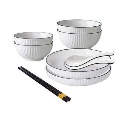 SOGA White Japanese Style Ceramic Dinnerware Crockery Soup Bowl Plate Server Kitchen Home Decor Set of 6 LUZ-BowlG003