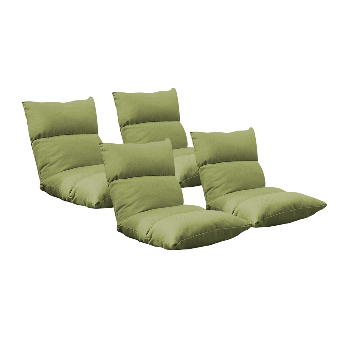 SOGA 4X Lounge Floor Recliner Adjustable Lazy Sofa Bed Folding Game Chair Yellow Green LUZ-LoungeFabricYellowX4