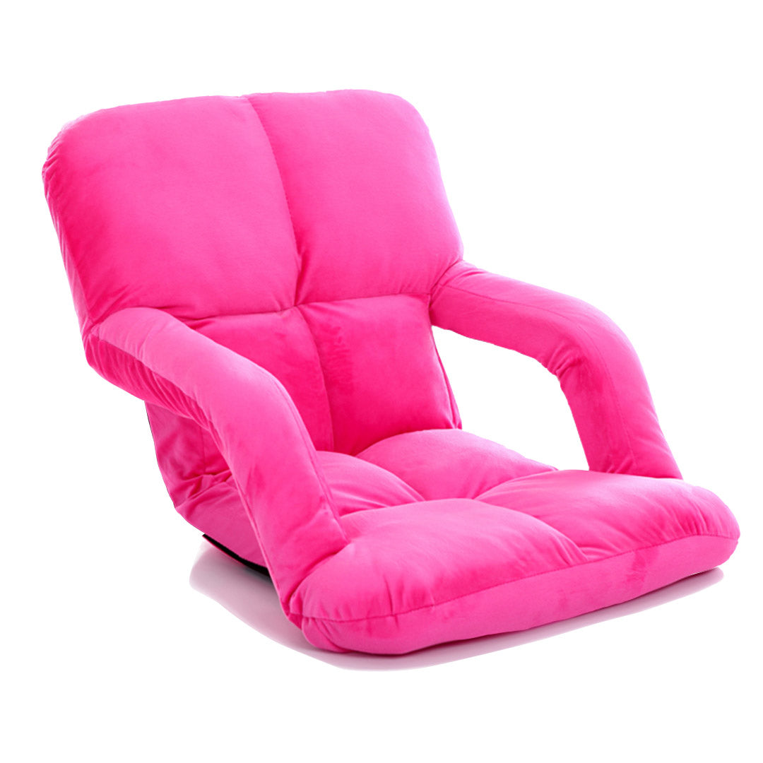 SOGA Foldable Lounge Cushion Adjustable Floor Lazy Recliner Chair with Armrest Pink LUZ-LoungeKidPink