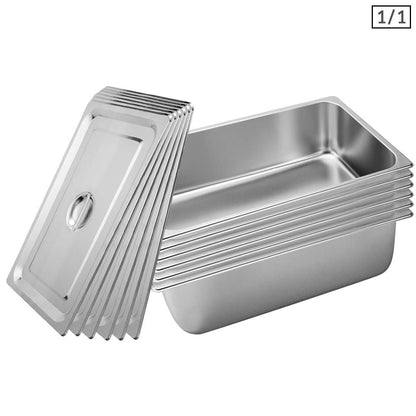 SOGA 6X Gastronorm GN Pan Full Size 1/1 GN Pan 20cm Deep Stainless Steel Tray With Lid LUZ-GP5406wLidX6