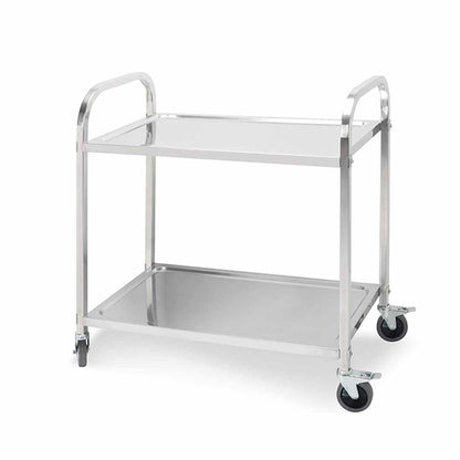 SOGA 2 Tier 95x50x95cm Stainless Steel Kitchen Dining Food Cart Trolley Utility Large LUZ-FoodCart1004