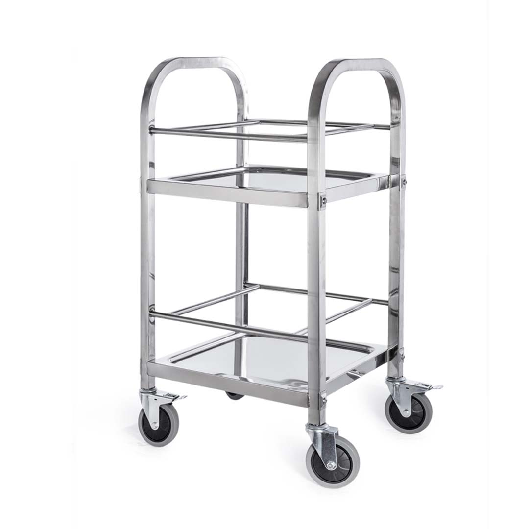 SOGA 2 Tier 500x500x950 Stainless Steel Square Tube Drink Wine Food Utility Cart LUZ-FoodCart1215