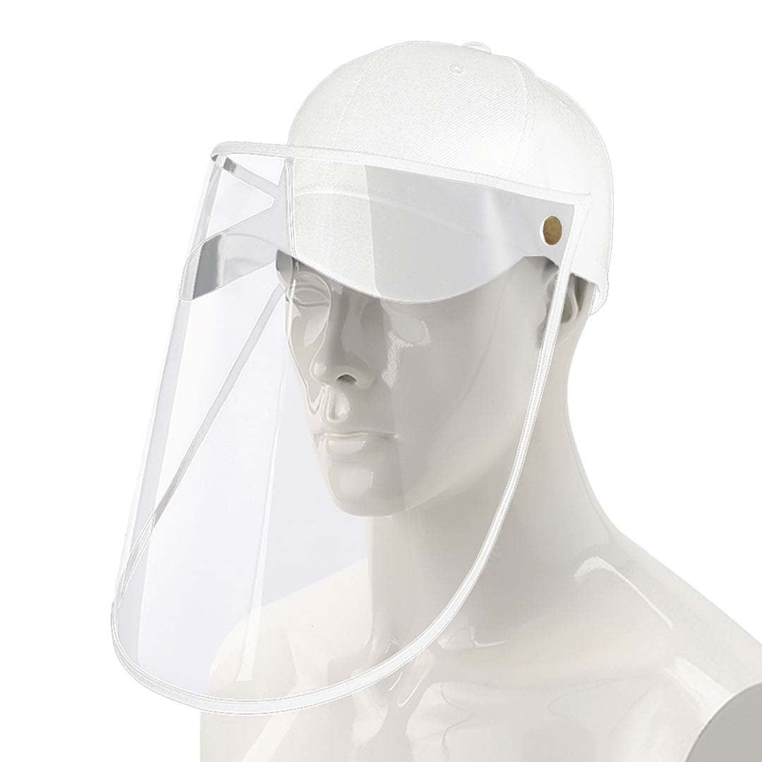 Outdoor Protection Hat Anti-Fog Pollution Dust Protective Cap Full Face HD Shield Cover Adult White LUZ-HatAdultWHTX1