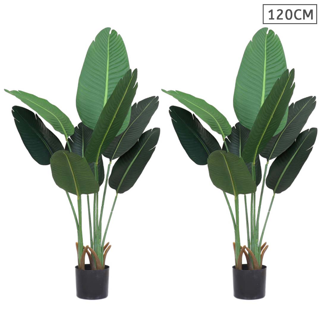 SOGA 2X 120cm Artificial Green Indoor Traveler Banana Fake Decoration Tree Flower Pot Plant LUZ-APlantFHM1208X2