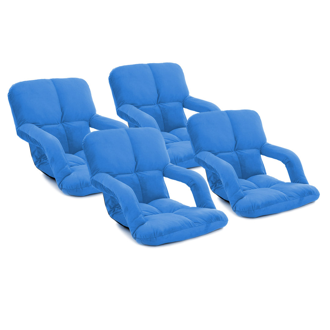 SOGA 4X Foldable Lounge Cushion Adjustable Floor Lazy Recliner Chair with Armrest Blue LUZ-LoungeKidBlueX4