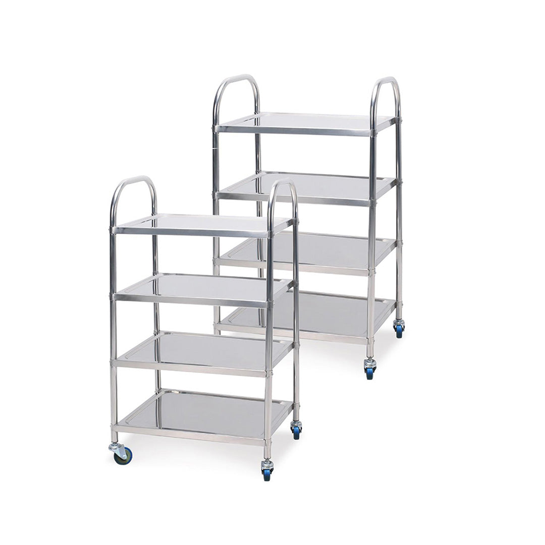SOGA 2X 4 Tier 860x540x1170 Stainless Steel Kitchen Dining Food Cart Trolley Utility LUZ-FoodCart1116X2