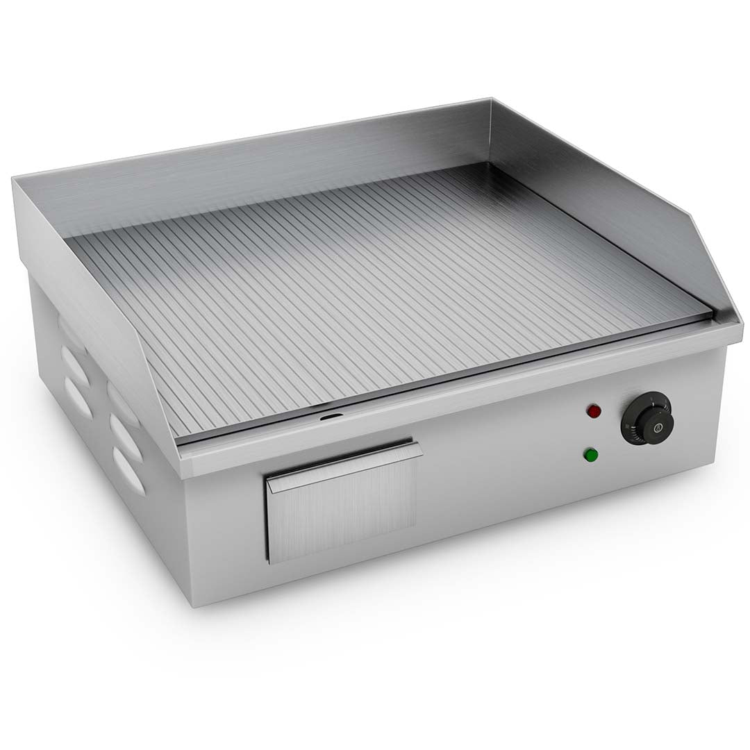 SOGA 2200W Stainless Steel Ribbed Griddle Commercial Grill BBQ Hot Plate 56*48*23cm LUZ-Griddle818-10G