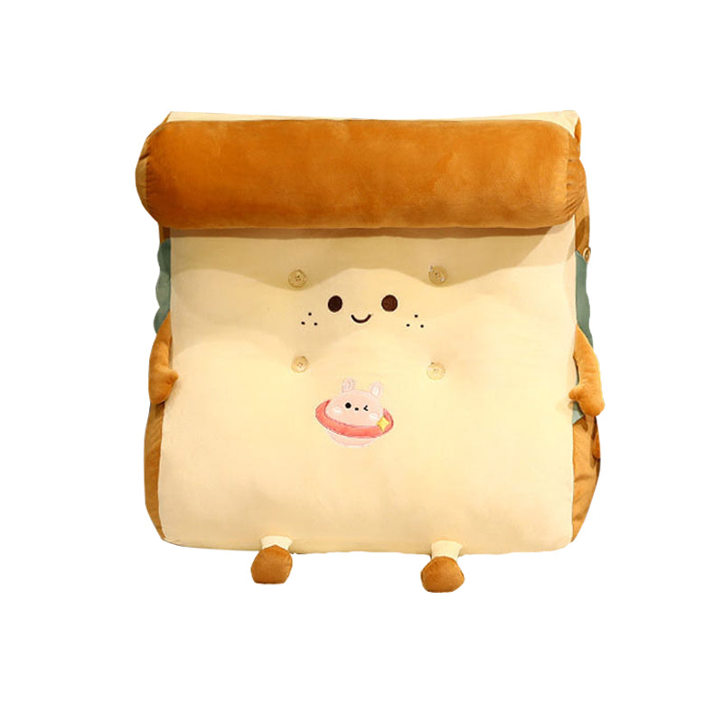 SOGA Smiley Face Toast Bread Wedge Cushion Stuffed Plush Cartoon Back Support Pillow Home Decor LUZ-SCushion021