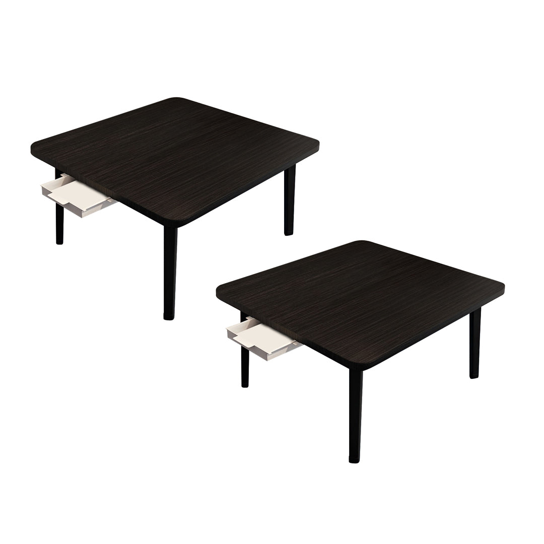 SOGA 2X  Black Portable Floor Table Small Square Space-Saving Mini Desk Home Decor LUZ-FloorTable502X2