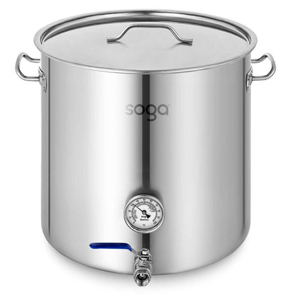 SOGA Stainless Steel Brewery Pot 33L With Beer Valve 35*35cm LUZ-BreweryPotSS278735CM