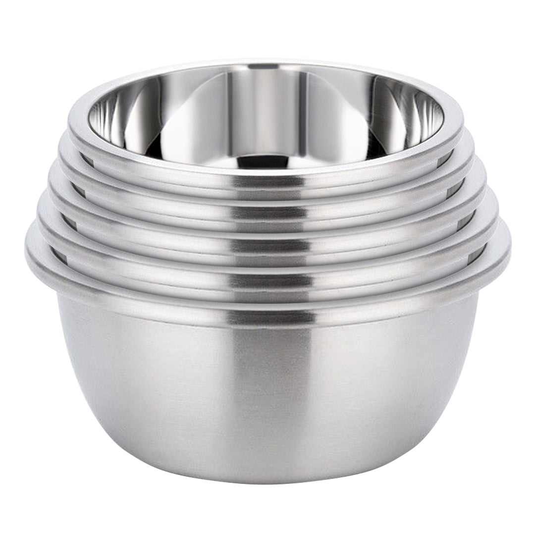 SOGA 5Pcs Deepen Polished Stainless Steel Stackable Baking Washing Mixing Bowls Set Food Storage Basin LUZ-Bowl887