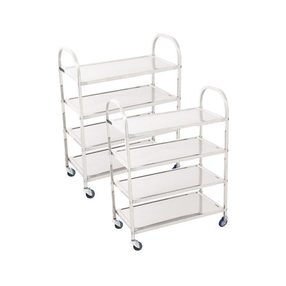SOGA 2X 4 Tier Stainless Steel Kitchen Dinning Food Cart Trolley Utility Size Square Medium LUZ-FoodCart1112-1X2