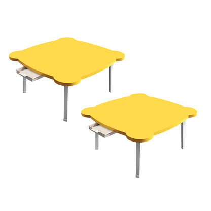 SOGA 2X Yellow Minimalist Cat Ear Portable Floor Table Small Space-Saving Mini Desk Home Decor LUZ-FloorTable505X2