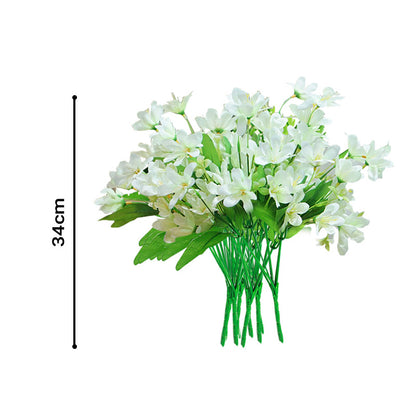 SOGA 10 Bunch Artificial Silk Lilium nanum 6 Heads Flower Fake Bridal Bouquet Table Decor White LUZ-HO-F005