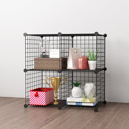 SOGA Black Portable 4-Cube Storage Organiser Foldable DIY Modular Grid Space Saving Shelf LUZ-NetBox2004