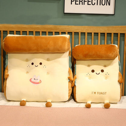 SOGA Smiley Face Toast Bread Wedge Cushion Stuffed Plush Cartoon Back Support Pillow Home Decor LUZ-SCushion021