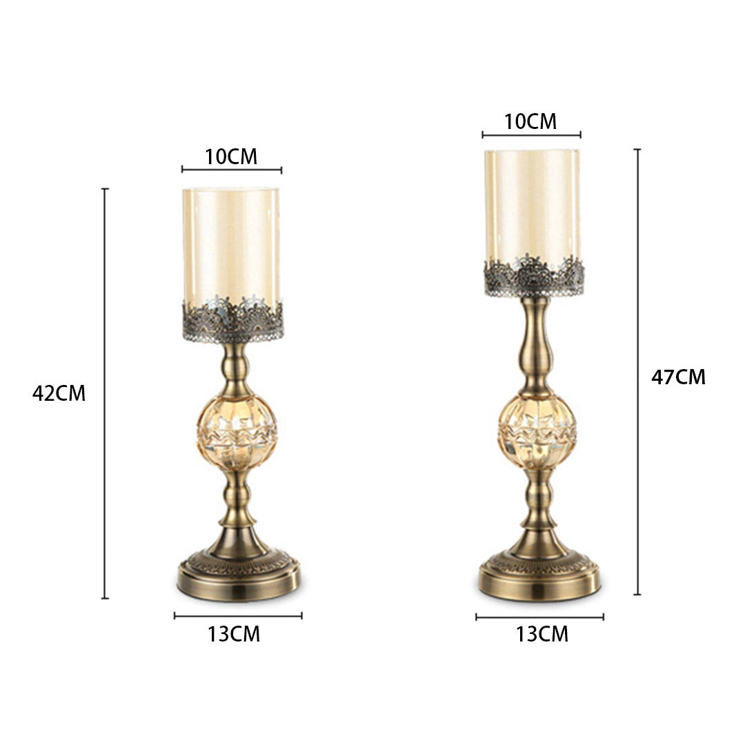 SOGA 42cm 47cm Glass Candle Holder Candle Stand Glass/Metal LUZ-CandleStickSetA