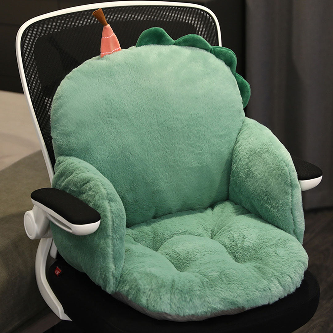 SOGA 2X Green Dino Shape Cushion Soft Leaning Bedside Pad Sedentary Plushie Pillow Home Decor LUZ-SCushion093X2