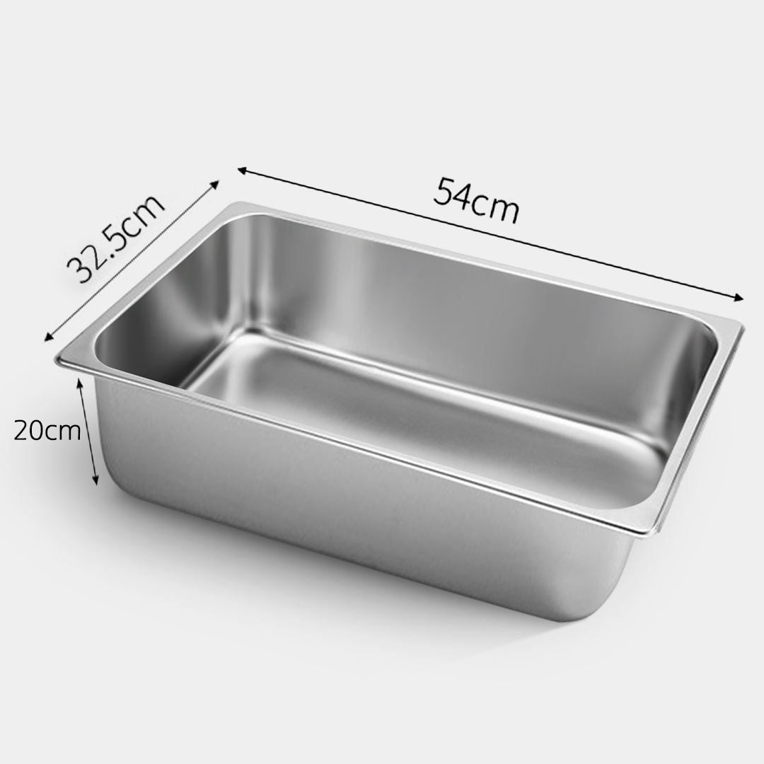 SOGA 2X Gastronorm GN Pan Full Size 1/1 GN Pan 20cm Deep Stainless Steel Tray LUZ-GastronormPans5406X2