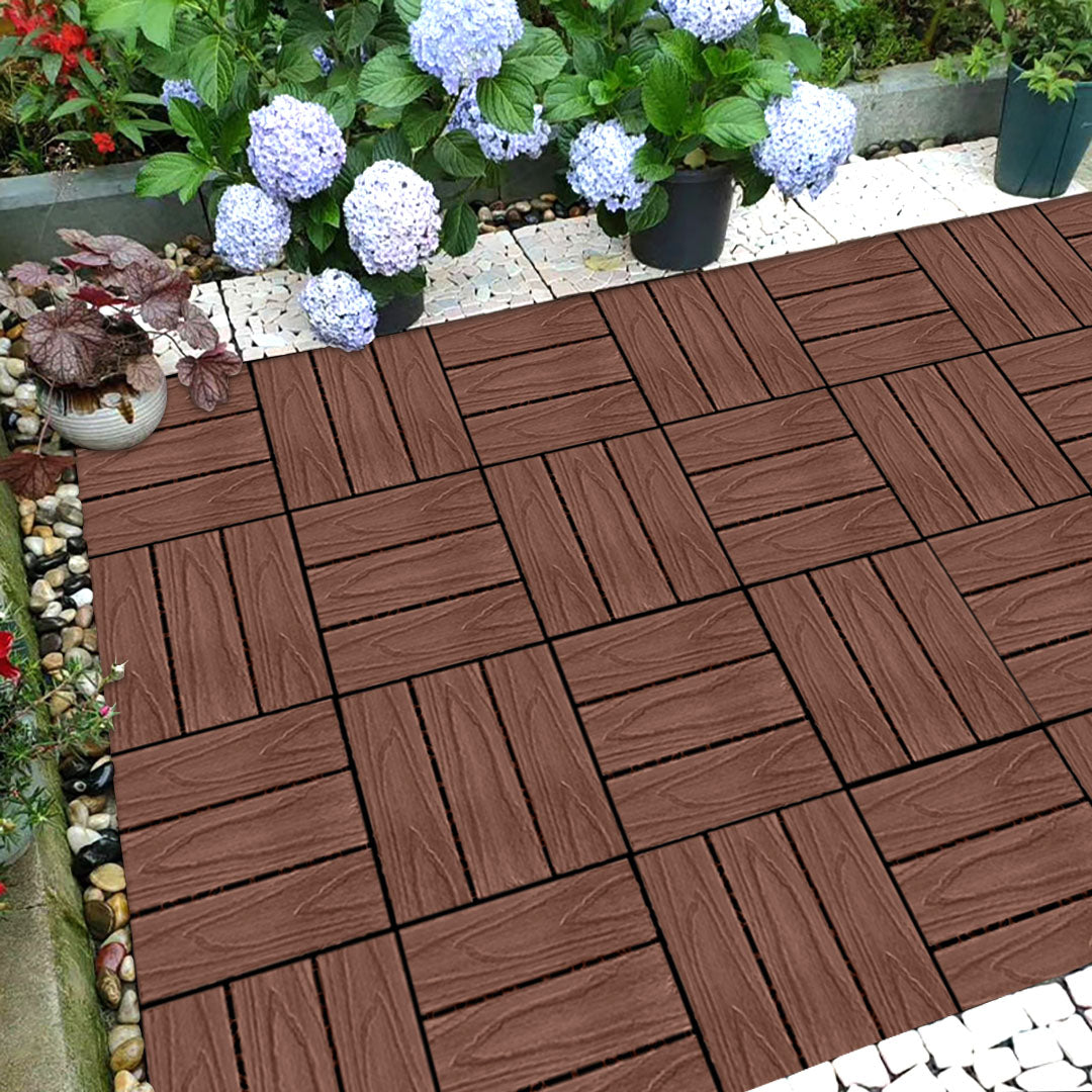 SOGA 2X 11 pcs Dark Chocolate DIY Wooden Composite Decking Tiles Garden Outdoor Backyard Flooring Home Decor LUZ-Deck5032X2
