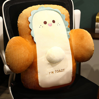 SOGA 48cm Cute Face Toast Bread Cushion Stuffed Car Seat Plush Cartoon Back Support Pillow Home Decor LUZ-SCushion061