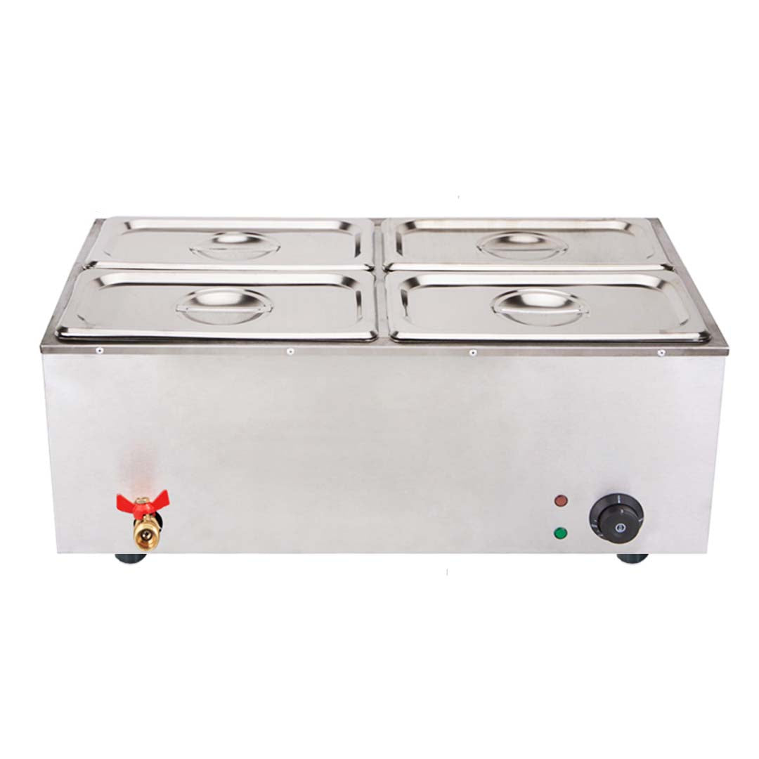 SOGA Stainless Steel 4 X 1/2 GN Pan Electric Bain-Marie Food Warmer with Lid LUZ-FoodWarmer742