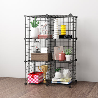 SOGA 2X Black Portable 6-Cube Storage Organiser Foldable DIY Modular Grid Space Saving Shelf LUZ-NetBox2006X2