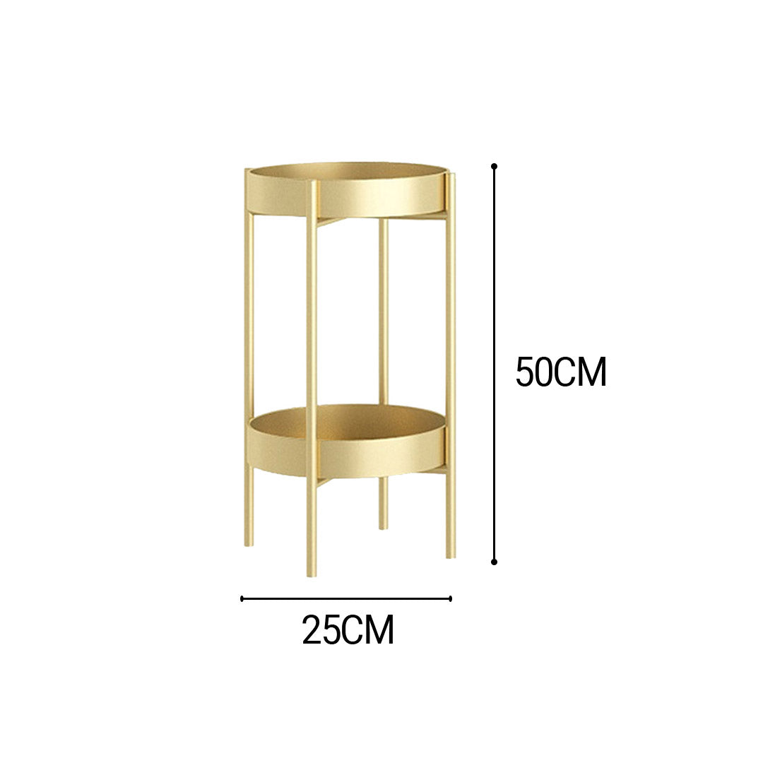 SOGA 2 Layer 50cm Gold Metal Plant Stand Flower Pot Holder Corner Shelving Rack Indoor Display LUZ-FPotH50GLD