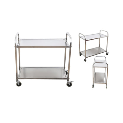 SOGA 2X 2 Tier 85x45x90cm Stainless Steel Kitchen Dining Food Cart Trolley Utility Medium LUZ-FoodCart1005X2