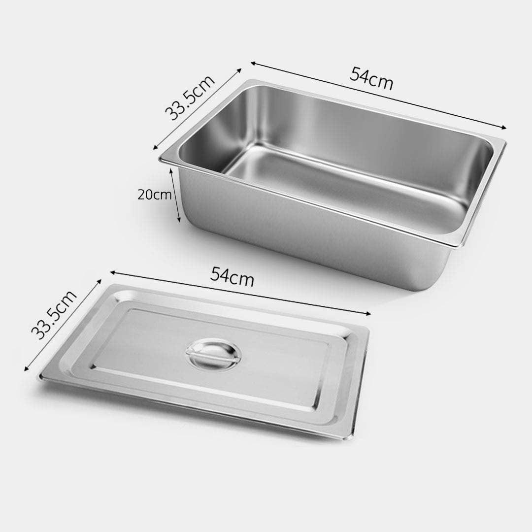 SOGA 4X Gastronorm GN Pan Full Size 1/1 GN Pan 20cm Deep Stainless Steel Tray With Lid LUZ-GP5406wLidX4