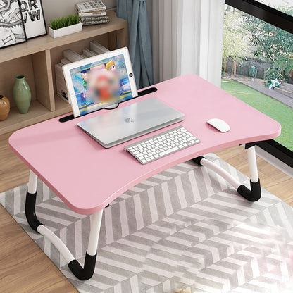 SOGA Pink Portable Bed Table Adjustable Foldable Bed Sofa Study Table Laptop Mini Desk with Notebook Stand Card Slot Holder Home Decor LUZ-BedTableG44