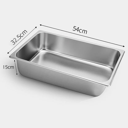 SOGA 2X Gastronorm GN Pan Full Size 1/1 GN Pan 15cm Deep Stainless Steel Tray LUZ-GastronormPans5405X2